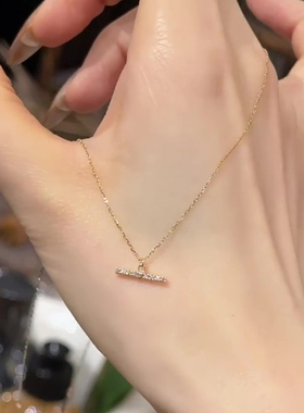 爆闪平衡木满钻项链气质锁骨链