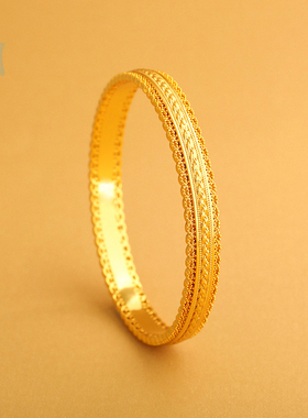 沙金古法麦穗花边手镯花丝富贵新中式国风轻奢高级感古典镯送妈妈