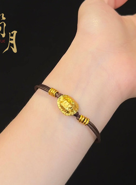 强保色古法沙金富甲一方手链龟壳玄武盘缠国潮风高级手工编织手串