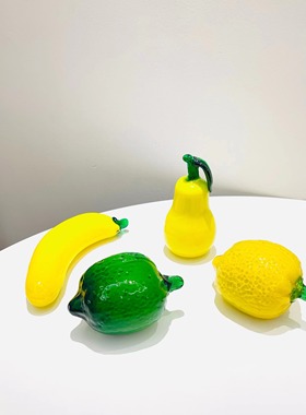 水果摆件外贸出口手工玻璃香蕉苹果梨柠檬葡萄石榴摆件