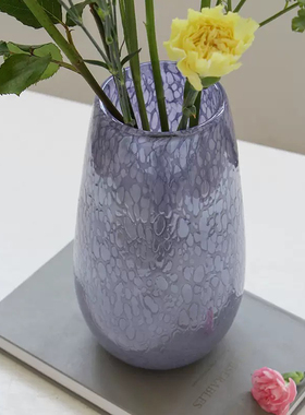 ins紫色纹理小口鲜花玻璃工艺品卧室水培 花瓶新款北欧风插花花器