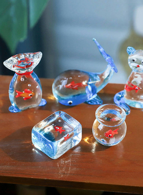 新款鲸鱼造型桌面高硼硅玻璃可爱海洋鱼缸金鱼摆件家居装饰品摆件