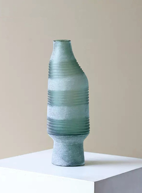 绿色花瓶高级感玻璃摆件客厅装饰插花现代简约水培器皿轻奢花器