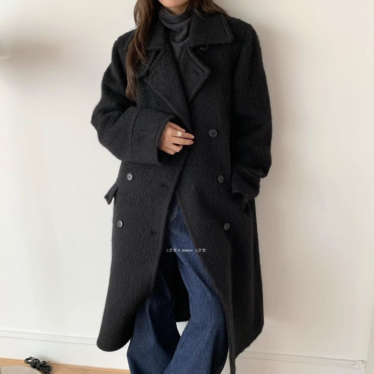 L少女 waitmore秋冬夹棉羊毛呢子大衣女高级感中长款外套625225,淘宝优惠券,粉丝福利购,淘宝优惠卷