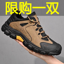 West Domain Camel Mens Shoes Genuine Leather Sport Casual Breathable Hiking Shoes Outdoor Waterproof Touristic Thick Bottom Mountaineering Shoes