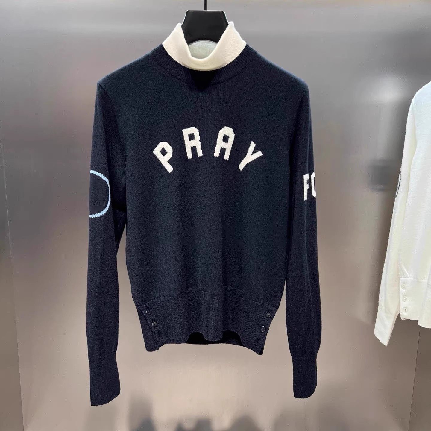 韩国原单高尔夫女士立领拼色字母针织衫运动保暖透气修身长袖上衣,淘宝优惠券,粉丝福利购,淘宝优惠卷