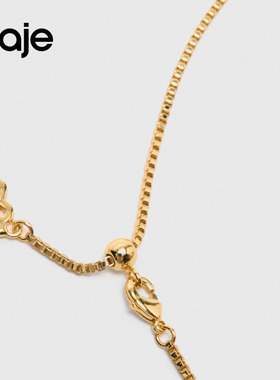 Maje2025秋冬新款女士法式时尚气质金色双子座四叶草元素吊坠项链