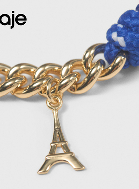 Maje仿钻吊坠装饰编织拼接手镯