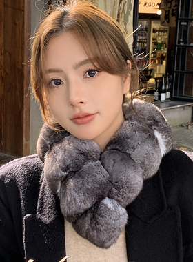 青紫蓝龙猫围巾保暖皮草围毛领子