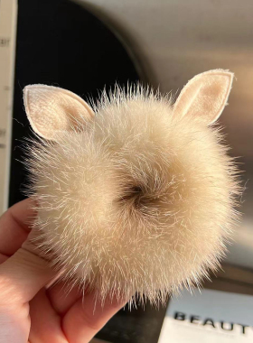 裘瑞兴韩国ins猫耳朵发圈水貂毛