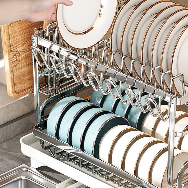 不锈钢厨房置物架多功能碗碟收纳架台面自卸水刀架碗杯收纳储物架 - 图3