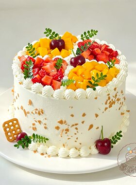奶油白色商铺橱窗摆件 手工仿真蛋糕模型 生日场景氛围感拍摄装饰