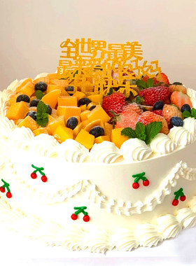 生日主题场景拍摄道具仿真蛋糕模型 白色奶油质感 DIY 手工陈设品