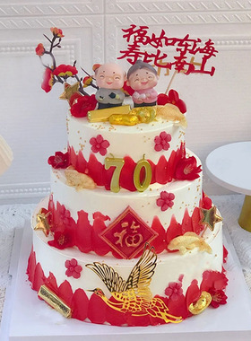 三层祝寿老人80大寿寿桃仿真生日蛋糕模型橱窗样品定制仿真模具