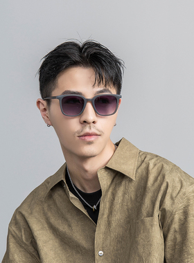 磨砂方框墨镜男高级感太阳眼镜2026新款小框痞帅渐进色可配近视女