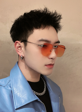 夸张橙色渐进拍照墨镜凹造型