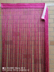 Занавески для дверей 魔术贴加密玫红银丝门帘自粘成品流苏线帘客厅卧室装饰隔断帘窗帘