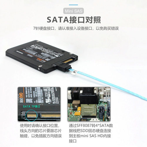 SFF-8087转4*sata 7P正向线服务器阵列卡主板接硬盘6G数据传输线 - 图1