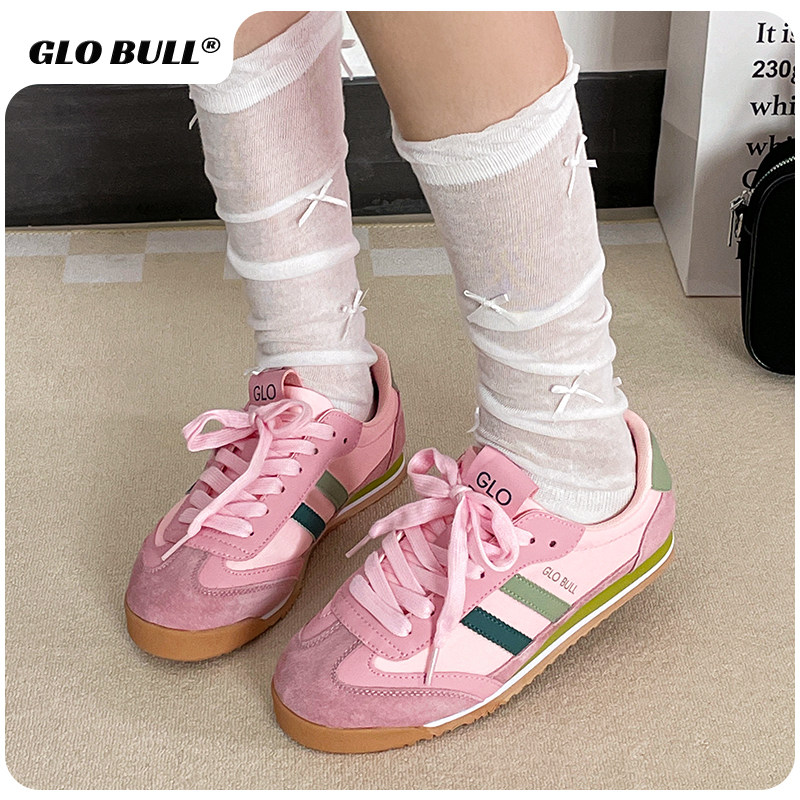 GLO BULL粉色德训鞋女2025新款春秋潮流休闲平底运动鞋阿甘鞋女款,淘宝优惠券,粉丝福利购,淘宝优惠卷