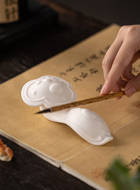 玉黄陶瓷如意小摆件家居书房