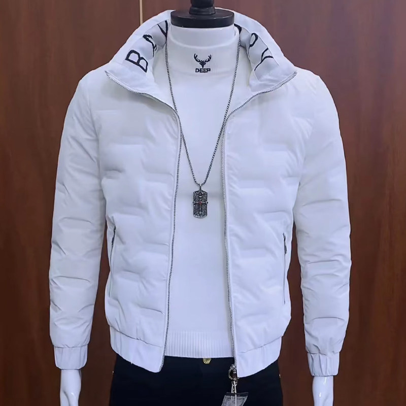 社会小伙外套男冬季韩版潮牌时尚男士羽绒服立领简约轻薄网红棉服