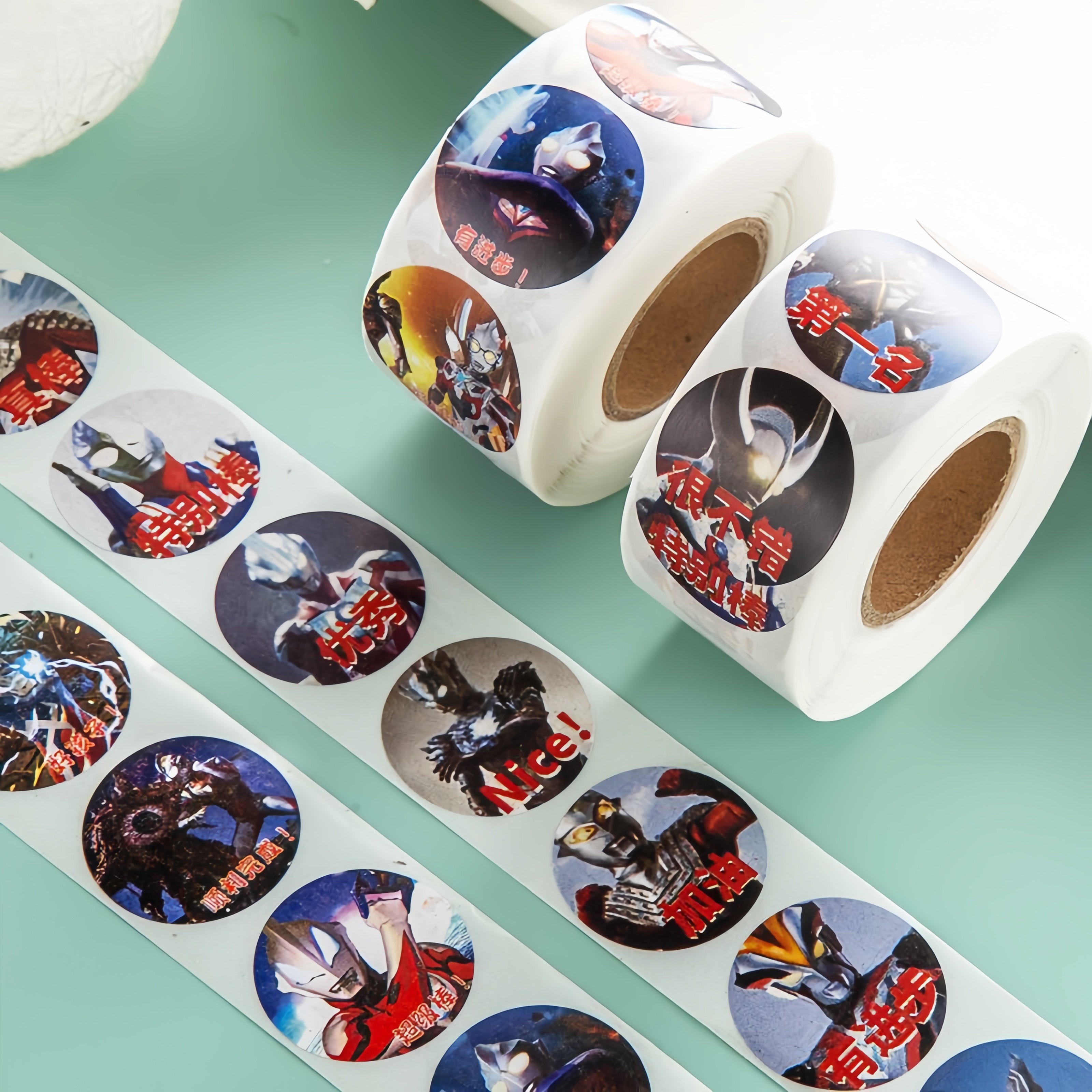 卡通aoteman卷卷贴老师奖励贴纸学生手账装饰贴画外卖包装封口贴,淘宝优惠券,粉丝福利购,淘宝优惠卷