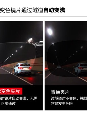变色日夜两用防紫外线太阳镜夜间开车防远光灯偏光近视墨镜夹片