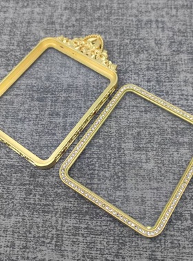 新款双面带钻4*5防水嘎乌盒空托挂坠西藏小唐卡盒子吊坠外壳空盒