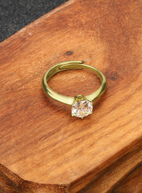 潮款六爪锆石钻戒，男女情侣对戒