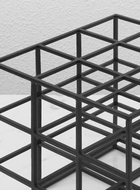 现代创意九宫格摆件黑金色铸铁立体框书架样板间客厅家居软装饰品