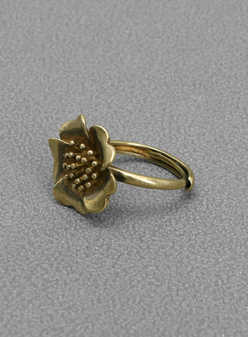 黄铜花朵戒指古风黄铜指环仿古玩
