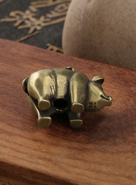 黄铜发财猪吊坠：精致微雕铜件