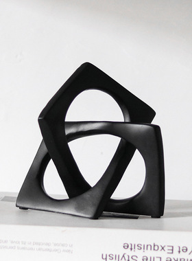 几何四方环形缠绕摆件现代北欧抽象轻奢创意样板房售楼处软装饰品