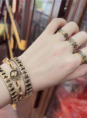 国潮黑金色手镯女镯子曙光B原创新款高颜值精致手环