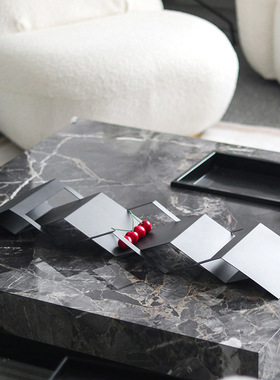 现代轻奢抽象艺术波浪折叠托盘摆件样板房装饰陈列高端收纳盘饰品