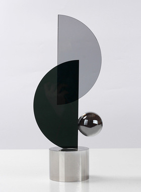 创意轻奢几何水晶圆球船帆艺术摆件客厅家居玄关样板间艺术装饰品