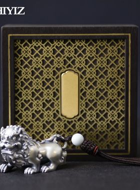 纯银青狮手把件足银999狮子盘玩摆件实心银狮钥匙挂件男女包挂饰