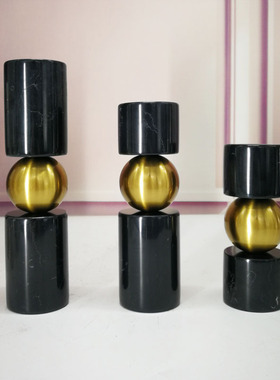 黑白金大理石烛台，现代简约美式