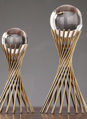 现代美式轻奢水晶球摆件，客厅书