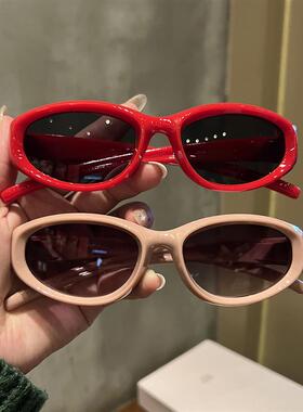 新品复古猫眼太阳镜黄色墨镜女款欧美跨境个性简约亮色系时尚运动