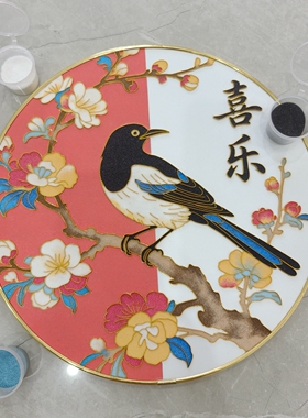 花鸟圆形掐丝珐琅画diy材料包