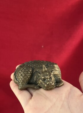手工实心黄铜麒麟摆件家居办公