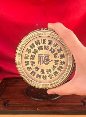 百福浮雕纯铜中式复古聚宝盆摆件