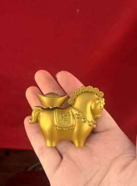 黄铜马上发财元宝摆件360°旋转