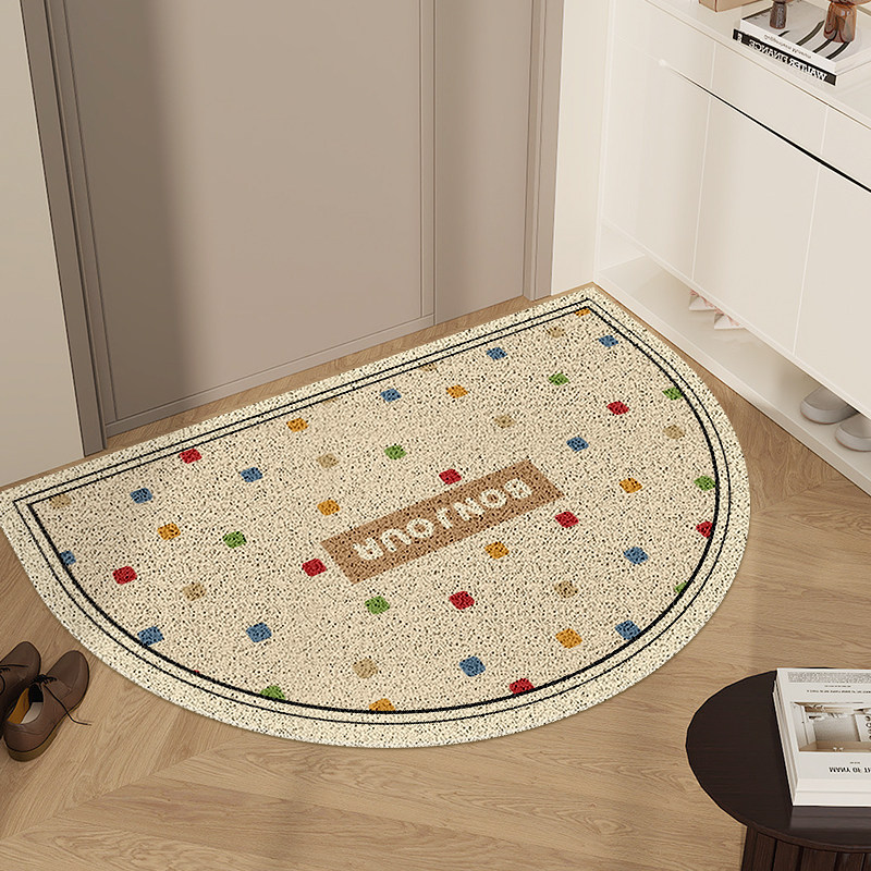 彩色圆点入户门地垫半圆可裁剪丝圈脚垫防滑耐脏家用门口入门地毯,淘宝优惠券,粉丝福利购,淘宝优惠卷