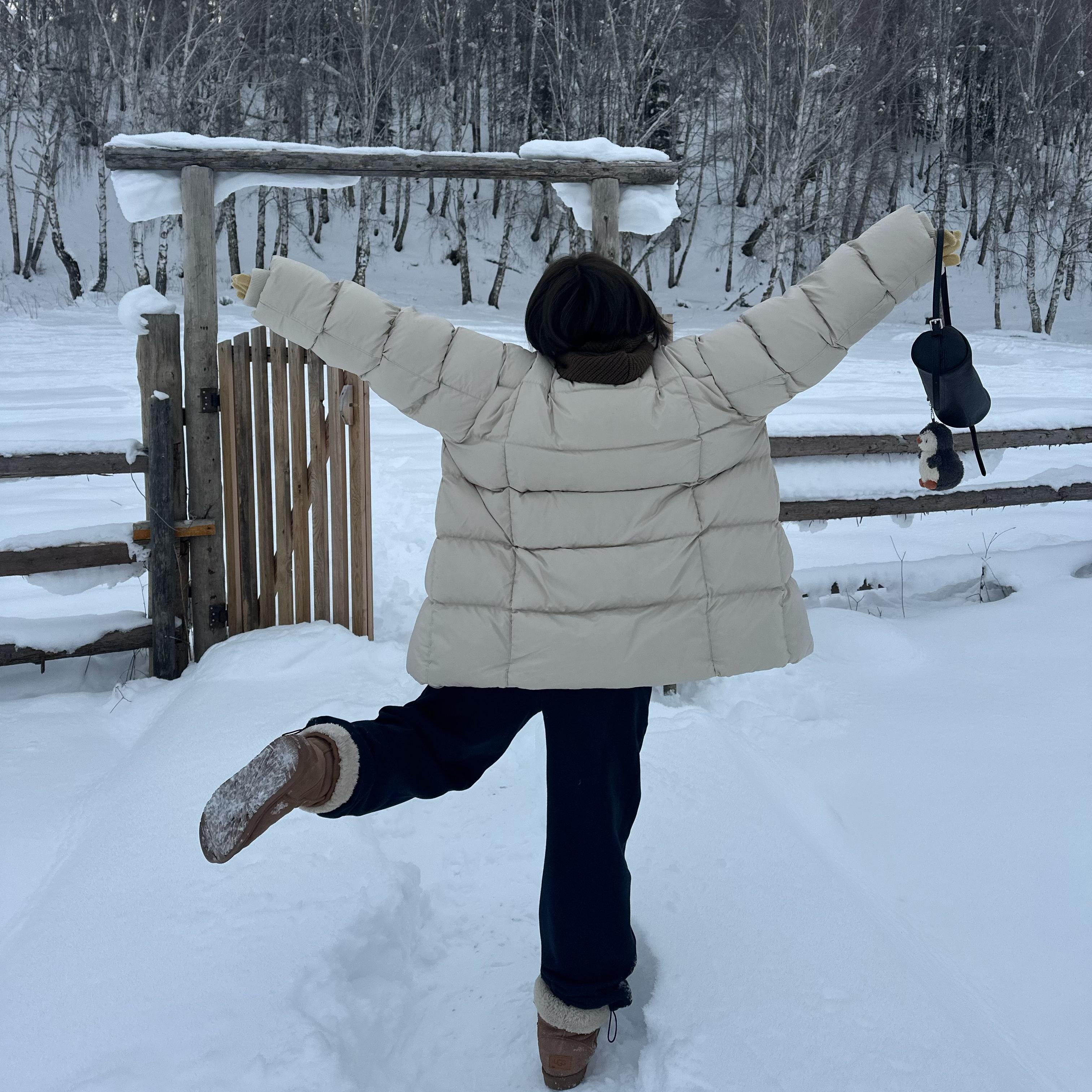 Our2加绒加厚鹅绒服外套2024新款宽松面包服冬季休闲保暖羽绒服 - 图2