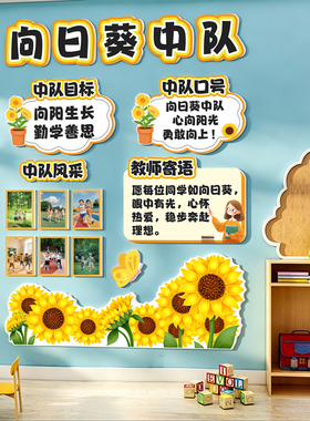 幼儿园墙面装饰向日葵中队角墙贴