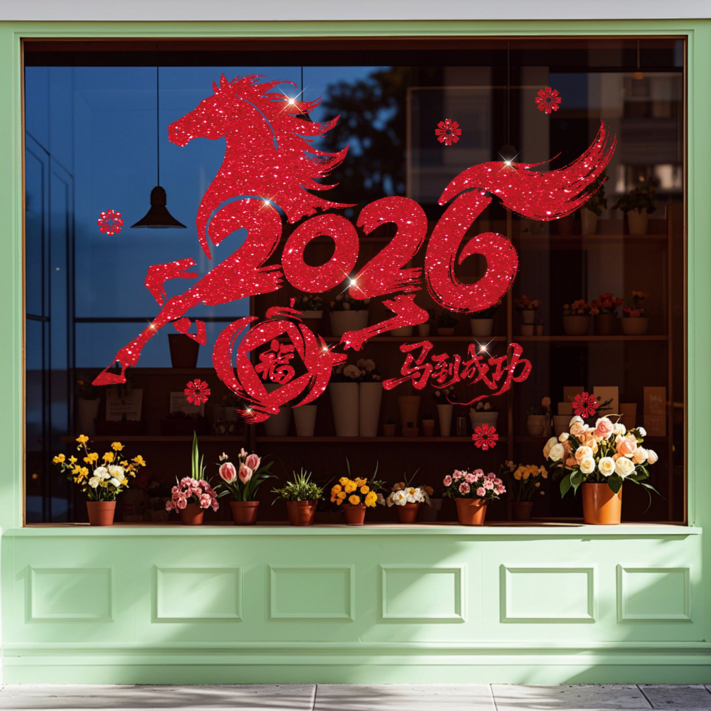 2026新年玻璃门贴纸马年窗花静电贴商场银行过年氛围布置装饰贴画,淘宝优惠券,粉丝福利购,淘宝优惠卷