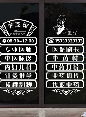 中医馆玻璃门贴纸创意针灸推拿