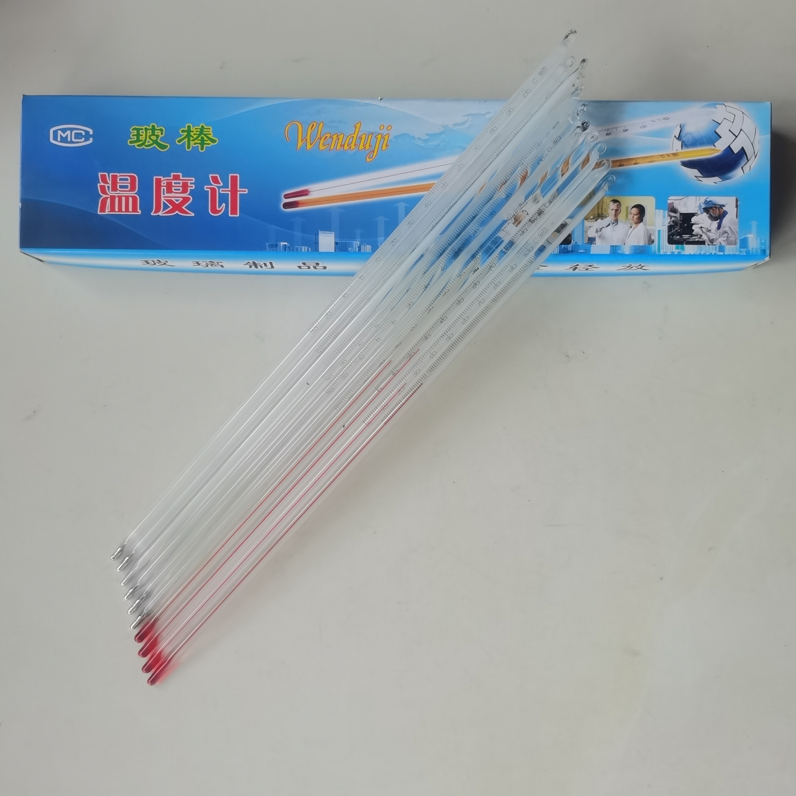 玻璃棒温度计30厘米红水银渗透刻度手刻度工业实验养种植-30-100 - 图0